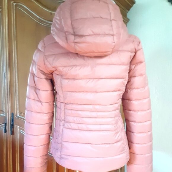 NEW ♡ Reversible Puffer Fleece Hoodie Jacket Cream Copper Small or XS - Picture 3 of 5